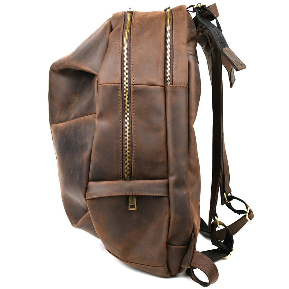 Mens leather urban backpack from Crazy Horse RC-7341-3md TARWA brown
