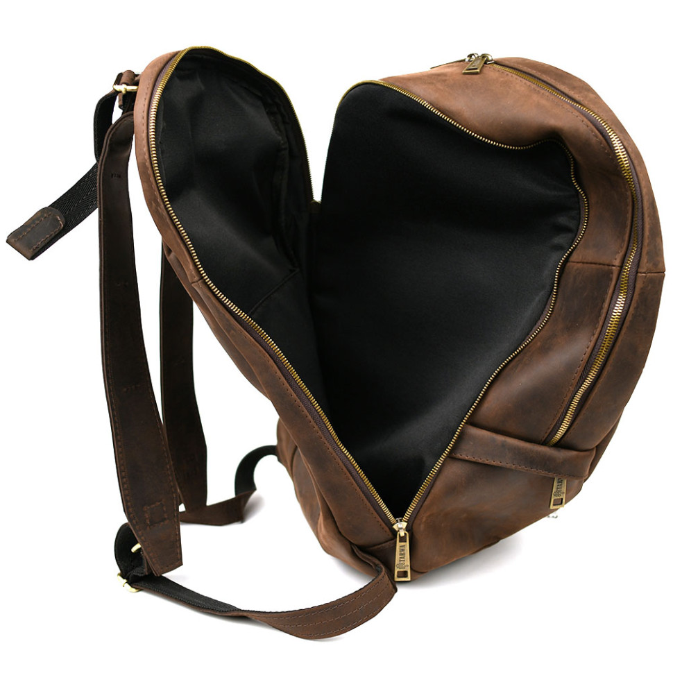 Mens leather urban backpack from Crazy Horse RC-7341-3md TARWA brown