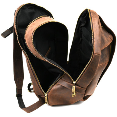 Mens leather urban backpack from Crazy Horse RC-7341-3md TARWA brown