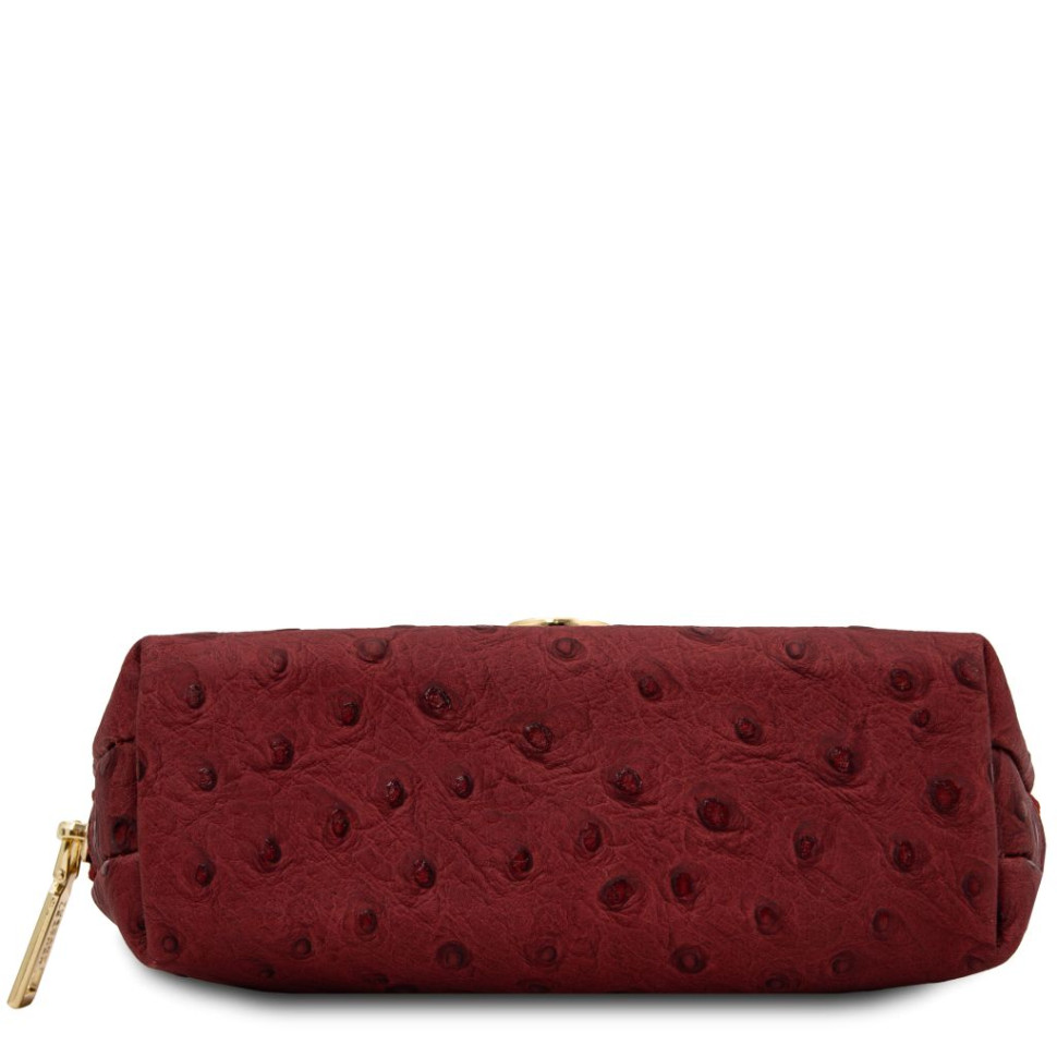 Vera Leather toiletry case in ostrich-print leather