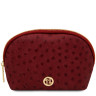 Vera Leather toiletry case in ostrich-print leather