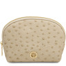 Vera Leather toiletry case in ostrich-print leather