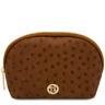 Vera Leather toiletry case in ostrich-print leather