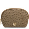Vera Leather toiletry case in ostrich-print leather