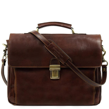 Leather Briefcase Laptop Bag - In Cold Blood - Brown color - Time Resistance 5208601