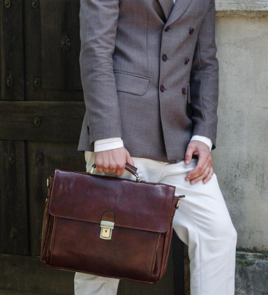 Leather Briefcase Laptop Bag - In Cold Blood - Brown color - Time Resistance 5208601