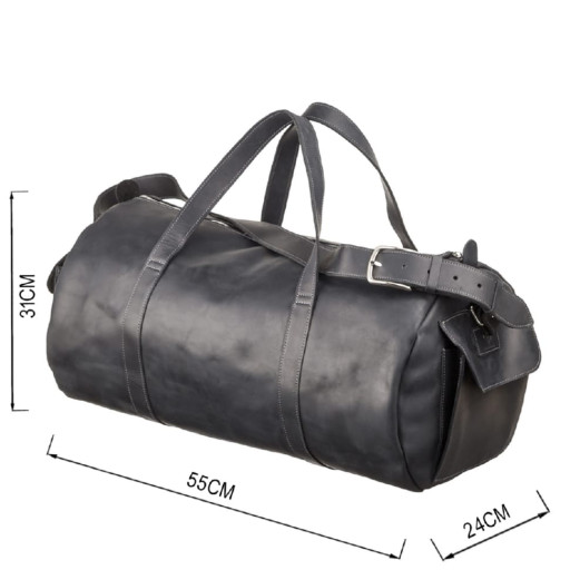 Сумка дорожня Grande Pelle 11046 з вінтажній шкіри Чорна