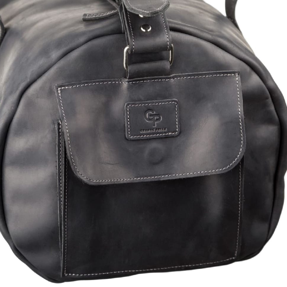 Сумка дорожня Grande Pelle 11046 з вінтажній шкіри Чорна