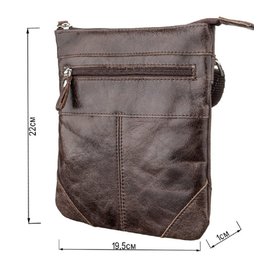 Сумка месенджер у гладкій шкірі GRANDE PELLE 11333 Чорна