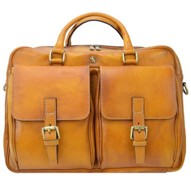 Pratesi BCO228 - Briefcase Montalcino in cow leather Bruce Cognac