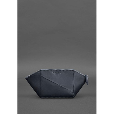Women's leather cosmetic bag Crust dark blue