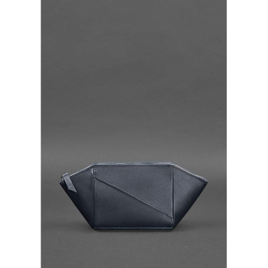 Women's leather cosmetic bag Crust dark blue