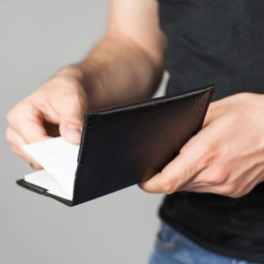 Leather passport cover black