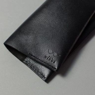 Leather passport cover black