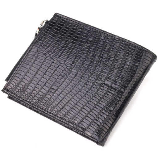 Відмінний чоловічий горизонтальний гаманець із натуральної фактурної шкіри CANPELLINI 21506 Чорний