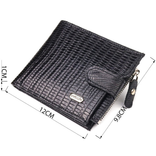 Відмінний чоловічий горизонтальний гаманець із натуральної фактурної шкіри CANPELLINI 21506 Чорний