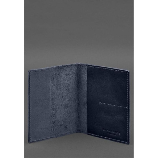 Шкіряна обкладинка для військового квитка з кишенями 7.2 синій краст