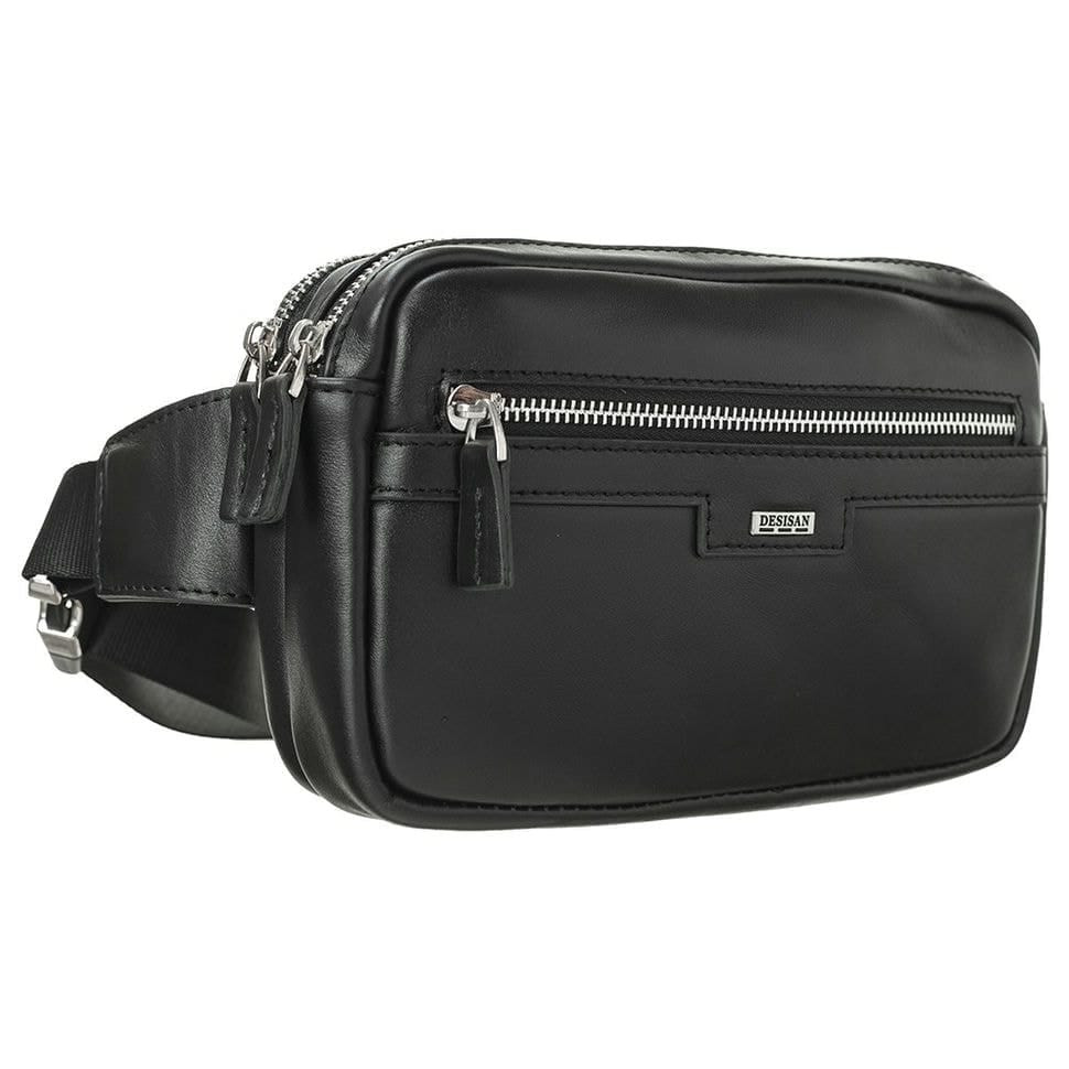 Сумка поясна шкіряна Desisan 1470-1010 чорний гладкий