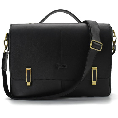 Mens leather briefcase with flap and locks TARWA GA-7108-4lx