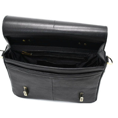 Mens leather briefcase with flap and locks TARWA GA-7108-4lx