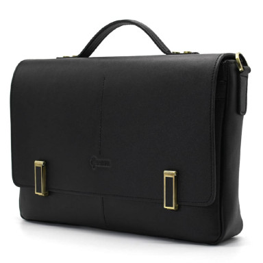 Mens leather briefcase with flap and locks TARWA GA-7108-4lx