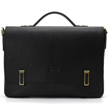 Mens leather briefcase with flap and locks TARWA GA-7108-4lx