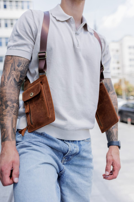 Сумка кобура TARWA RB-2203R-2202L подвійна коньячна