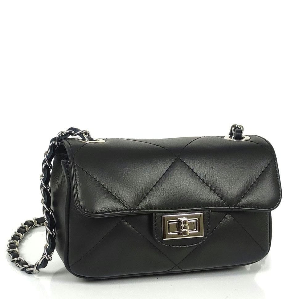 Жіноча чорна шкіряна сумка через плече на ланцюжку Grays FS-BB-1293A