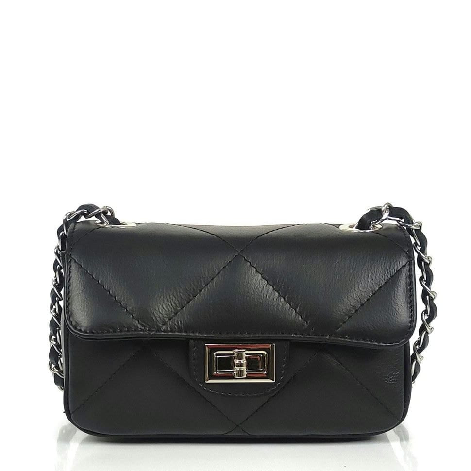 Жіноча чорна шкіряна сумка через плече на ланцюжку Grays FS-BB-1293A