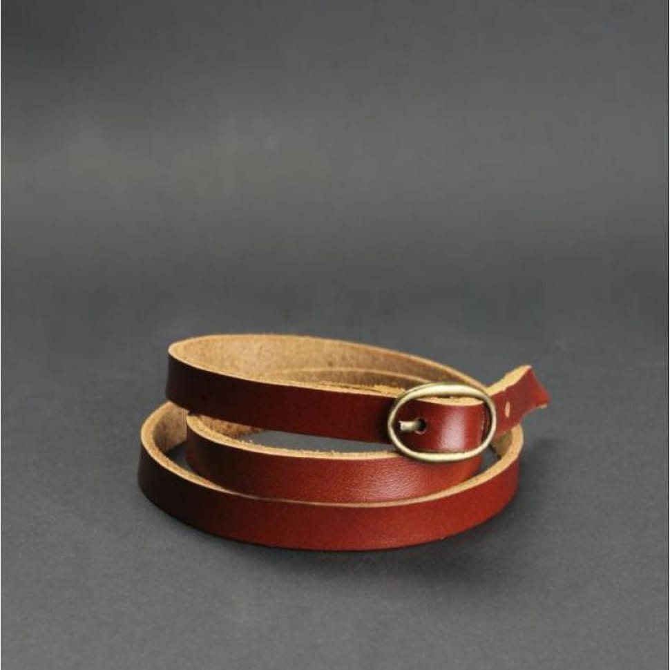 Шкіряний браслет стрічка з пряжкою світло-коричневий