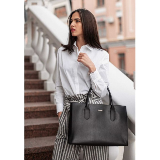 Шкіряна сумка Шоппер чорна Blackwood