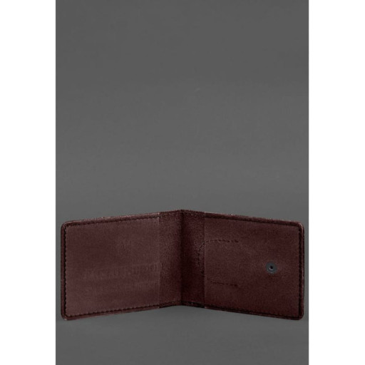 Шкіряна обкладинка для посвідчення учасника бойових дій (УБД) з кишенею для жетону бордова