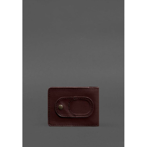 Шкіряна обкладинка для посвідчення учасника бойових дій (УБД) з кишенею для жетону бордова