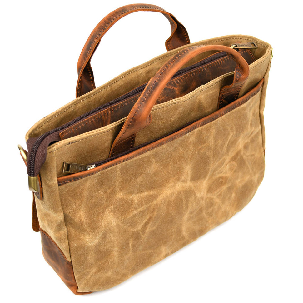 Mens bag made of waxed canvas and horsehide TARWA RYW-3990-3md