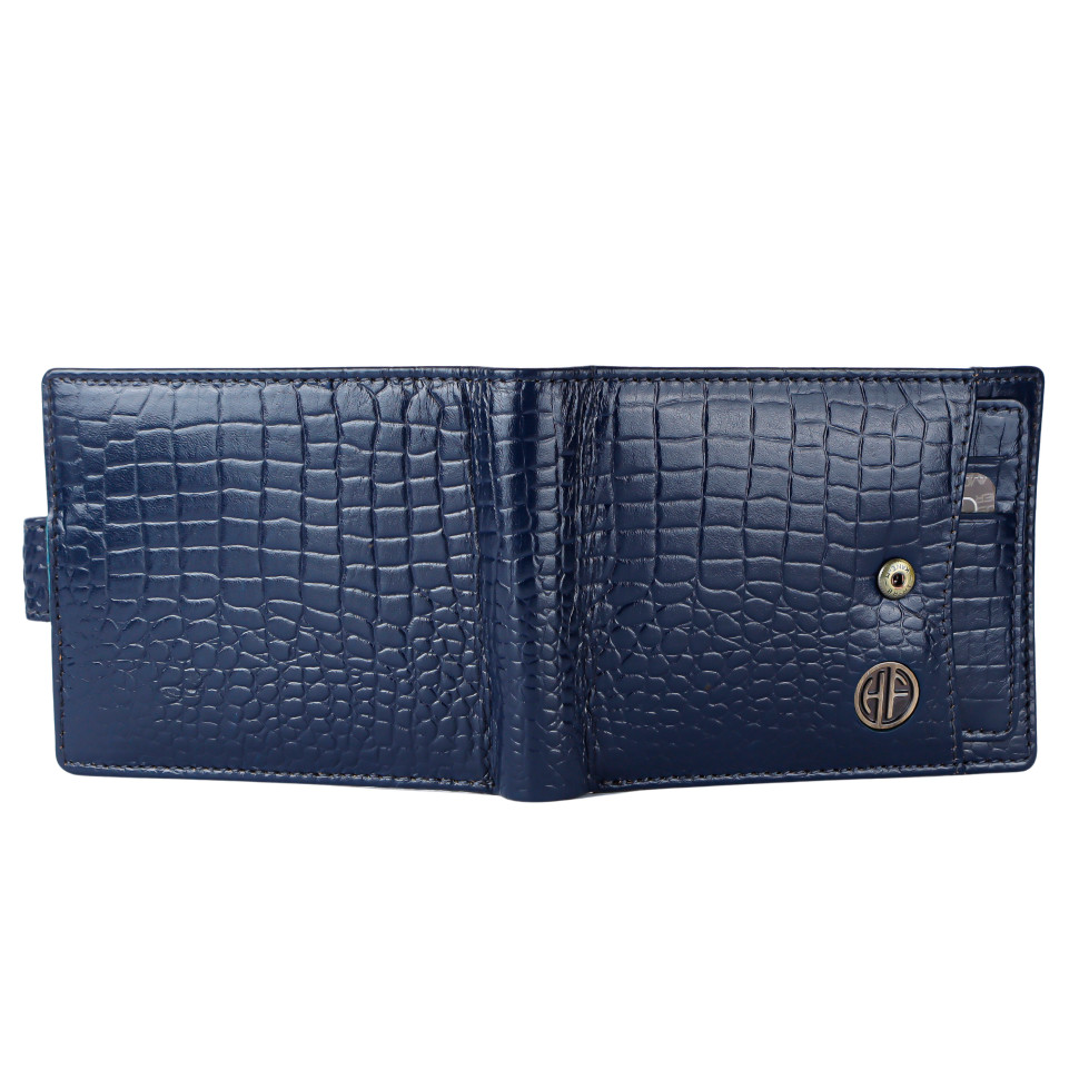 Чоловічий шкіряний гаманець Hammonds Flycatcher HF502 Croco Blue (Синій)