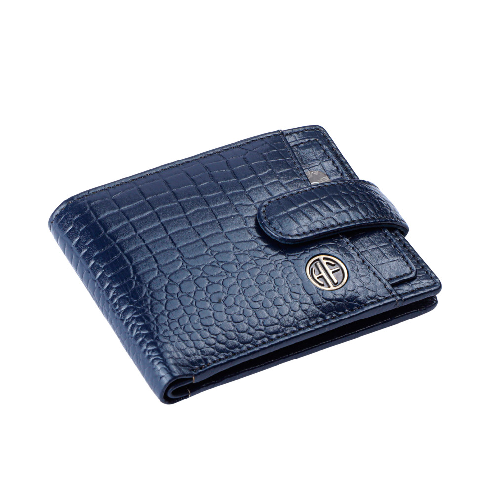 Чоловічий шкіряний гаманець Hammonds Flycatcher HF502 Croco Blue (Синій)