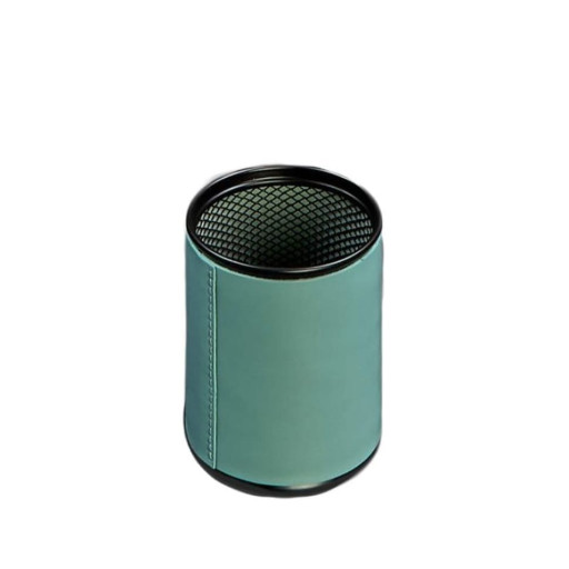 Склянка для ручок у шкіряному чохлі бірюзовий краст