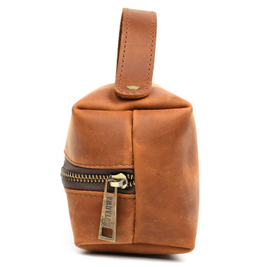Leather vanity case TARWA RB-8030-4lx cognac, size S with handle