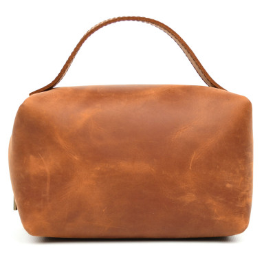 Leather vanity case TARWA RB-8030-4lx cognac, size S with handle
