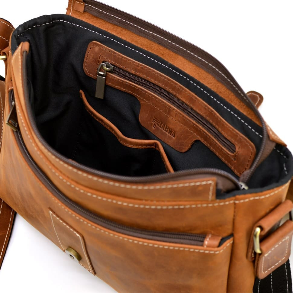 Сумка-месенджер зі шкіри крейзі хорс, наплічна сумка TARWA, RB-7084-3md