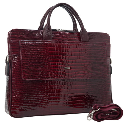 Портфель шкіра Desisan 1348-626 бордо кроко лак