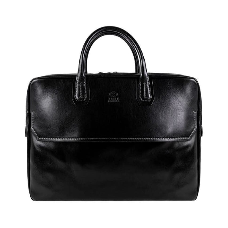 Великий шкіряний портфель для ноутбука - nostromo - чорний