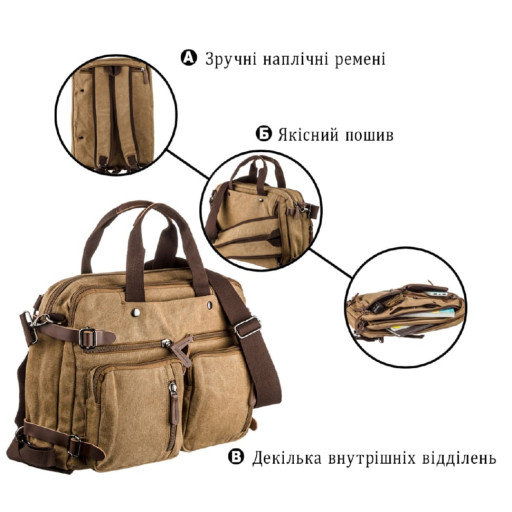 Сумка-трансофрмер текстильна Vintage 20146