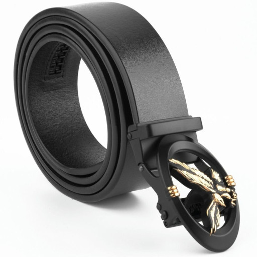 Чоловічий ремінь з пряжкою автомат з силуетом орла Vintage 20297 Чорний
