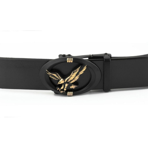 Чоловічий ремінь з пряжкою автомат з силуетом орла Vintage 20297 Чорний