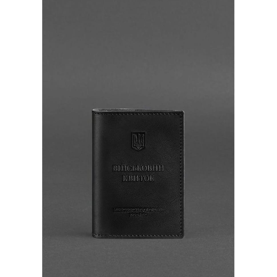 Шкіряна обкладинка для військового квитка (під військово-обліковий документ) 7.4 А5 чорна