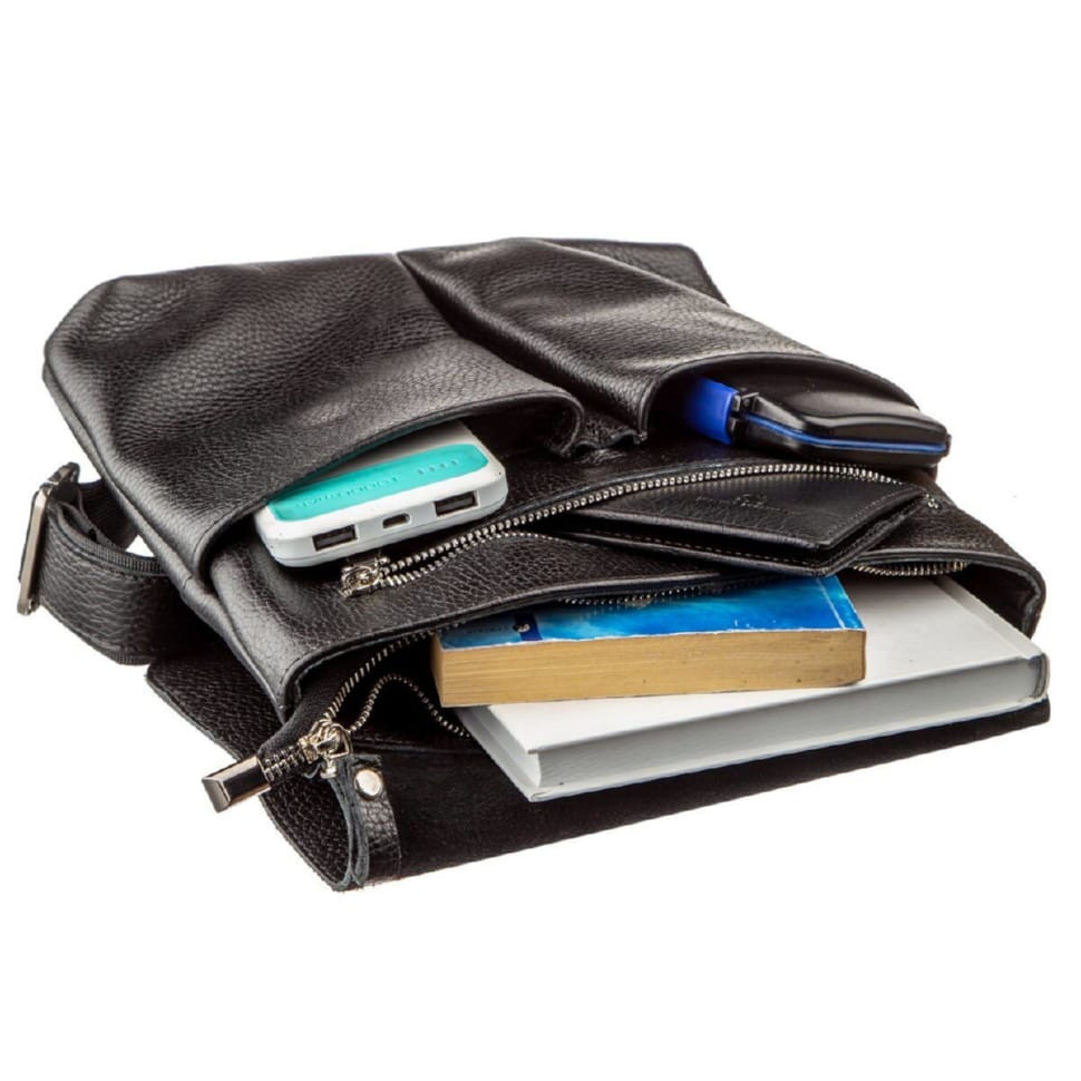 Сумка месенджер у гладкій шкірі GRANDE PELLE 11334 Шоколадна