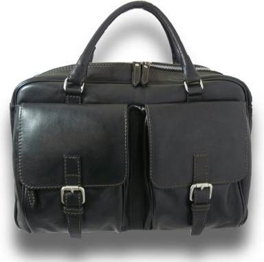 Pratesi BNE228 - Briefcase Montalcino in cow leather Bruce Black