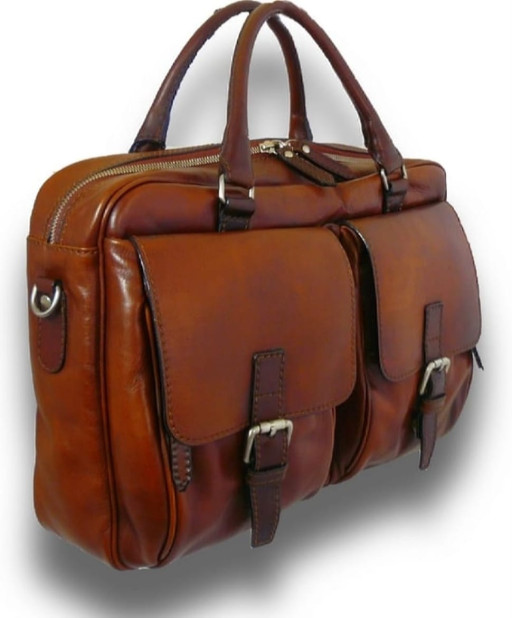 Pratesi BNE228 - Briefcase Montalcino in cow leather Bruce Black