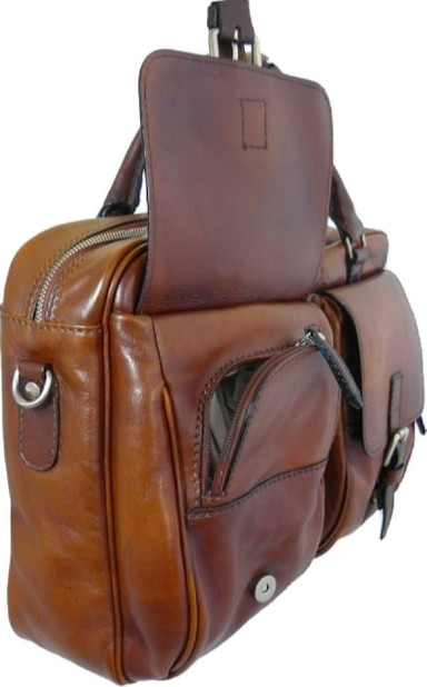Pratesi BNE228 - Briefcase Montalcino in cow leather Bruce Black